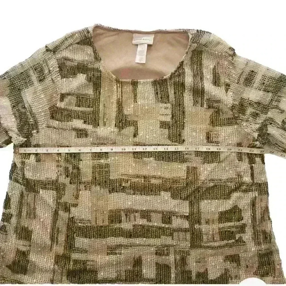 Alfred Dunner Tan and Brown 3/4 Sleeve Mesh Top With Sequin Detail Size … - Picture 7 of 9